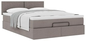 Cama otomana com colchão 140x200 cm tecido cinza