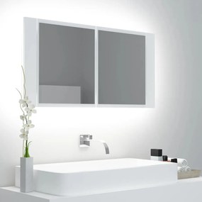 804972 vidaXL Armário espelhado casa de banho LED 90x12x45 cm acrílico branco