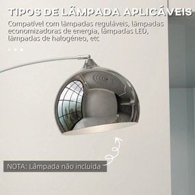 Candeeiro de Pé em Forma de Arco com Altura e Comprimento Ajustáveis com Interruptor de Pé 110-115x30x170-180 cm Prata e Preto