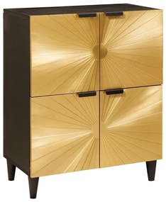 vidaXL Armário lateral com porta Preto e Ouro 60 x 33.5 x 75 cm
