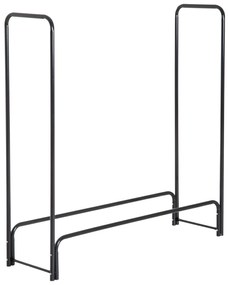 HOMCOM Suporte para Lenhas 122x35x122 cm Porta Lenha de Metal para Exterior e Interior Carga Máxima 150 kg Preto