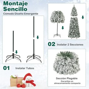 Árvore de Natal artificial de 210 cm com agulhas de pinheiro, 680 pontas de ramos, 200 luzes LED brancas quentes e secção verde