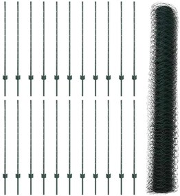Posts de Cerca vidaXL 11 pcs U-Channel Verde 120 cm Aço