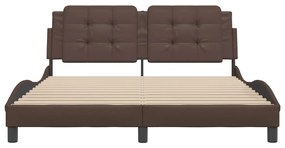 Estrutura cama c/ cabeceira 160x200cm couro artificial castanho