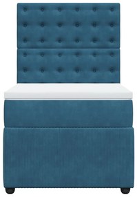 Cama boxspring com colchão 80x200 cm veludo azul