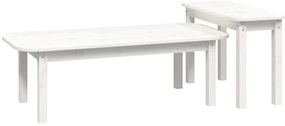 2 pcs conjunto de mesas de centro pinho maciço branco