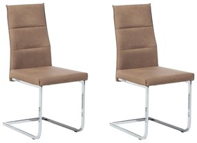 Conjunto de 2 cadeiras em pele sintética creme ROCKFORD Beliani
