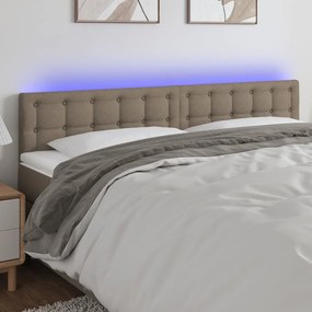 Cabeceira cama luzes LED tecido 160x5x78/88cm cinza-acastanhado