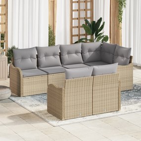 Conjunto de Sofá de Jardim vidaXL de 7 Peças com Almofadas de Rattan B
