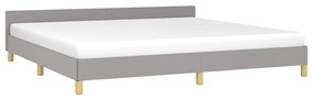 Estrutura de cama sem colchão 200x200 cm tecido cinzento-claro