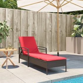 vidaXL Espreguiçadeira com almofada marrom 63x200x81 cm vime sintético (apenas EUA)