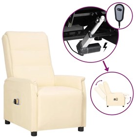 vidaXL Poltrona de massagens elétrica couro artificial cor creme