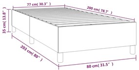 Estrutura de cama sem colchão 80x200 cm tecido cinzento