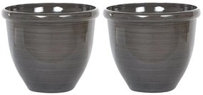 Conjunto de 2 vasos de plantas castanhos ⌀ 49 cm TESALIA Beliani