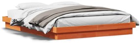 vidaXL Estrutura de cama c/ LEDs 150x200 cm pinho maciço castanho mel