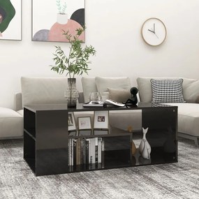vidaXL Mesa de centro 100x50x40 cm contraplacado preto brilhante