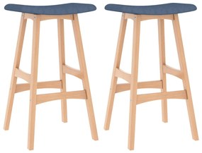vidaXL Bancos de bar 2 pcs tecido azul