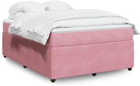 vidaXL Cama com molas/colchão 140x190 cm veludo rosa