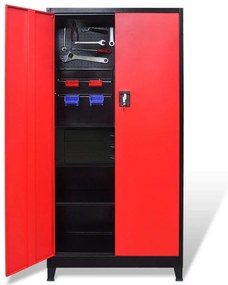 Armário de ferramentas 90x40x180 cm vermelho e preto