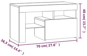 Mesas cabeceira c/ LEDs 2 pcs 70x36,5x40 cm branco