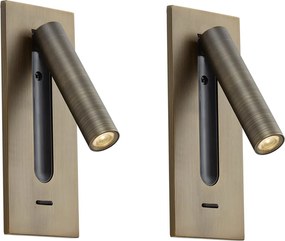 Conjunto de 2 candeeiros de parede modernos bronze escuro com LED incluído - Plaza