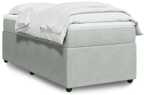 Cama com molas/colchão 90x190 cm veludo cinza-claro