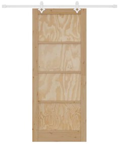 Porta Deslizante vidaXL com Conjunto de Ferragens 86x211 cm Madeira Só
