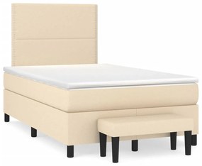 Cama boxspring com colchão 120x190 cm tecido cor creme