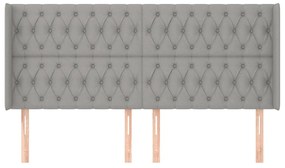 Cabeceira cama c/ abas tecido 183x16x118/128 cm cinzento-claro