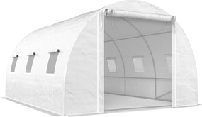 Outsunny Estufa de filme, cobertura de plástico, porta de rede, barras de suporte, Branco | Aosom Portugal