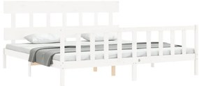 Estrutura cama Super King Size c/ cabeceira madeira branco