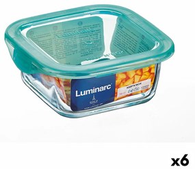 Lancheira Quadrada com Tampa Luminarc Keep'n Lagon 15,6 X 6,6 cm Turquesa 1,22 L Vidro (6 Unidades)