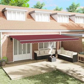 vidaXL Toldo retrátil automático com luzes LED 600x300 cm bordô