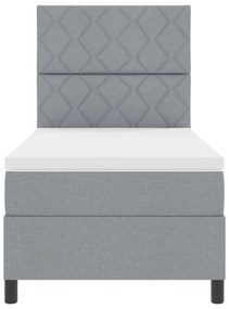 Cama Box Spring com Colchão Cinza Claro Solteiro Tecido