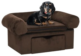 vidaXL Sofá para cães com gaveta 75x50x38 cm pelúcia castanho