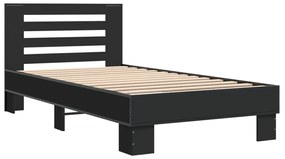 Estrutura de cama 90x200 cm derivados de madeira/metal preto