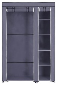 SONGMICS Guarda-roupa portátil, armário dobrável, organizador de roupas com trilho para pendurar, prateleiras, capa de tecido, para quarto, vestiário, 110 x 45 x 175 cm, cinza LSF007G
