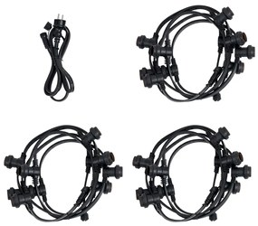 LED Iluminação de festão preta conectável com ficha 18m Incl. E27 P45 30-Luzes IP44 - Lubber Moderno