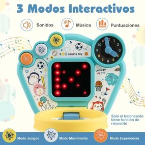 Brinquedo desportivo 5 em 1 para crianças pequenas Centro de atividades para crianças com aro de basquetebol ajustável Baliza de futebol multicolorido