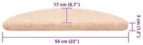 Tapetes de escada adesivos 20 pcs 56x17x3 cm creme