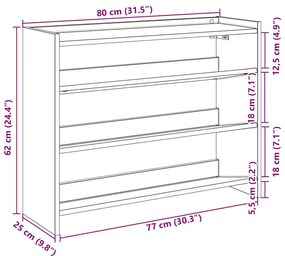 Sapateira 80x25x62 cm derivados de madeira cinzento sonoma