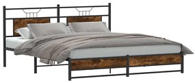 Estrutura de cama sem colchão 160x200 cm carvalho fumado