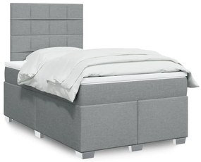 Cama boxspring com colchão 120x190 cm tecido cinzento-claro