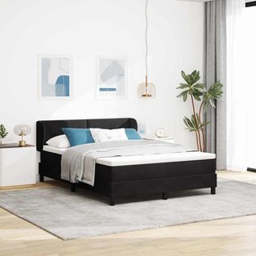 vidaXL Cama Box com colchão com cabeceira Preto 140 x 190 cm Veludo