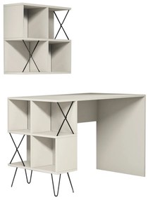 Secretária de Estudo Extra – Creme e Preto – 120x78,8x60 cm