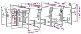 13 pcs conjunto de jantar para jardim textilene preto