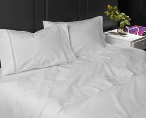 180x200 cm - Jogo de lençóis 100% algodão percal branco com renda aplicada: cama 180cm - 1 lençol ajustavel 180x200+30 cm + 1 lençol superior 260x300 cm  + 2 fronhas 50x70 cm