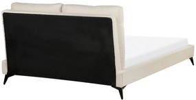 Cama de casal em bouclé creme 140 x 200 cm MELLE Beliani