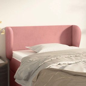 Cabeceira de cama c/ abas veludo 93x23x78/88 cm rosa