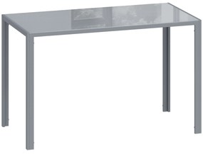 HOMCOM Mesa de Refeição de Cristal Mesa Retangular para 4-6 pessoas com Pés de Metal Multifuncional 120x60x75 cm Cinza | Aosom Portugal